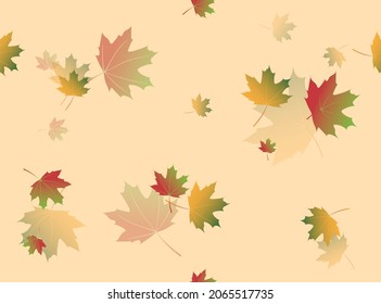 Las hojas de arce de otoño multicolores son un patrón sin fisuras. Dibujo vectorial para el diseño de textiles, tejidos, papel pintado, empaque, desconexión, sitios web, otros.
