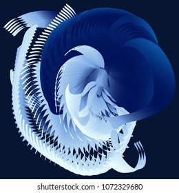 Multicolored background consisting of a strange fluid objects against dark blue backdrop. Colorful geometric wallpaper