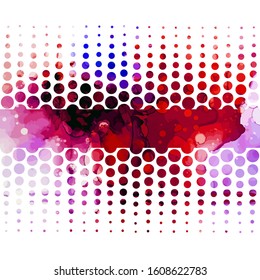 A multi-colored background from the dots of halfton. Mixed media. Vector illustration