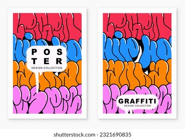 multicolored background, graffiti letters, bright colored inscriptions in the style of graffiti street art