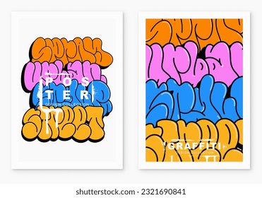 multicolored background, graffiti letters, bright colored inscriptions in the style of graffiti street art