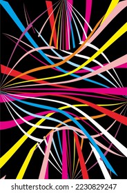 Multi-colored background images placed on a black background in the form of interlacing to create an image. for graphics