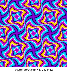 Multicolored background with motion illusion. Seamless pattern.