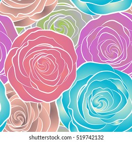Multicolored background. Multicolor ornament of small simple flowers, vector abstract seamless pattern for design and textile.