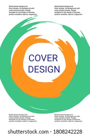 Multicolored background. Paint strokes. A4 background with multi-colored strokes. Design template for the design of banners, posters, booklets, reports, magazines. EPS 10