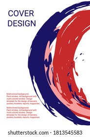 Multicolored background. Paint strokes. A4 background with multi-colored strokes. Design template for the design of banners, posters, booklets, reports, magazines. EPS 10