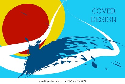 Multicolored background. Paint strokes and geometric elements. Notebook or notepad cover design. Unusual creative background.
