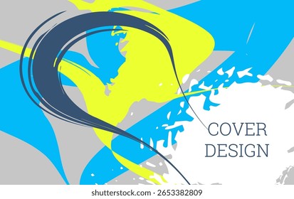 Multicolored background. Paint strokes and geometric elements. Notebook or notepad cover design. Unusual creative background.