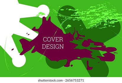 Multicolored background. Paint strokes and geometric elements. Notebook or notepad cover design. Unusual creative background.
