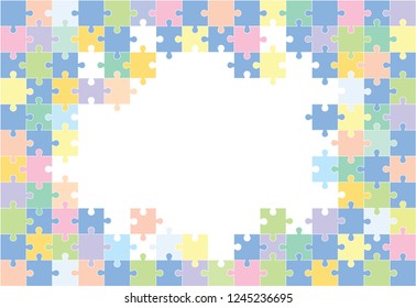 Multi-colored background from separate pieces of mosaic (puzzles) on a white background. Business, merger, joining, teamwork. 