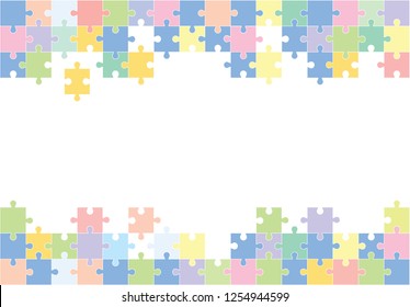 Multi-colored background from separate pieces of mosaic (puzzles) on a white background. Business, merger, joining, teamwork. 