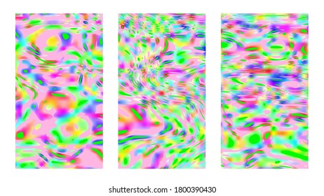 Multicolored background set. Bright  vector artwork. Vertical good vibes colorful templates, tropical posters and cover designs