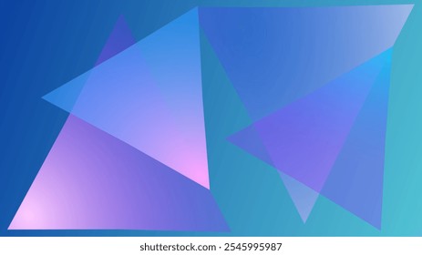 Mehrfarbiger Hintergrund von Weich-Blau bis Dunkel-Blau mit geometrischen Formen von Dreiecken, die sich überlappen, und sind auch mehrfarbig von Weich-Rosa, Weich-Blau bis Dunkel-Lila, leicht unscharfe Illustration