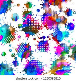 Multicolored background with stains of paint. Vector