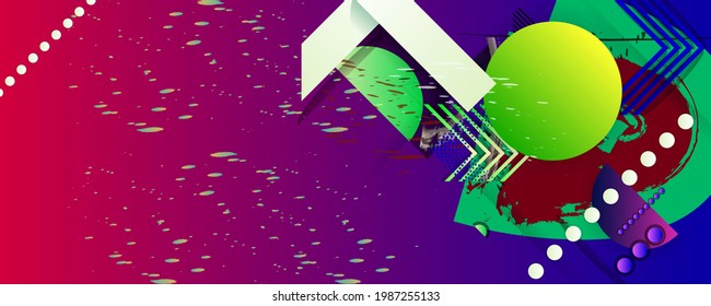 Multicolored background template summer juicy colors background with geometric elements, lines and dots universal banner. Stock vector