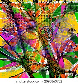 Multicolored background of tree branches. Puzzle pieces. Vector illustration