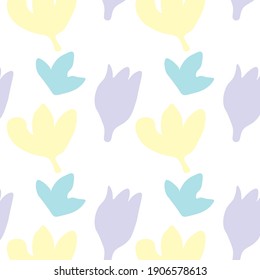 Multicolored background with vector drawings on the spring and summer theme, leaves, petals, flowers. Suitable for baby cards, fabrics, and website designs