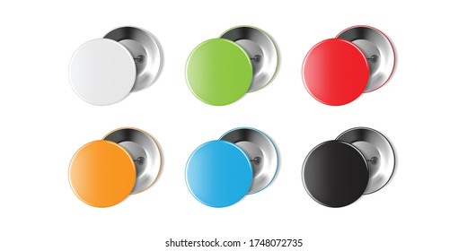 multi-colored badges isolated on white background mock up vector