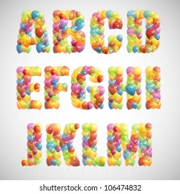 multicolored balloon alphabet