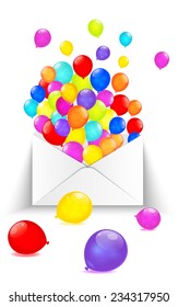 Multicolored balloon in the envelope isolated on white background. Vector EPS10.