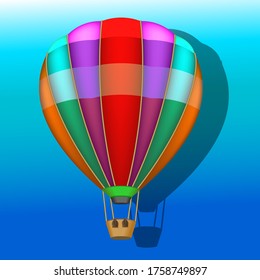 Multicolored balloon with a shadow on a background of blue sky EPS10
