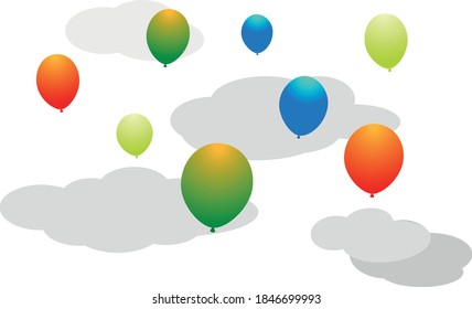 globos multicolores contra el cielo
