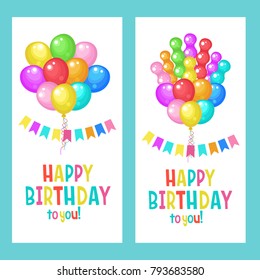 Multicolored balloons. Bright festive illustration. Congratulations on the birthday.