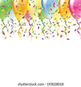 Multicolored balloons with color confetti 