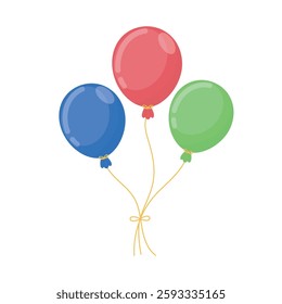 Multicolored balloons for events, joyful atmosphere, party elements, vector illustration