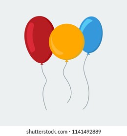 Multi-colored balloons in a flat style isolated on white background. Vector