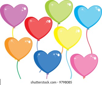 Multi-colored balloons in the form of heart on a white background