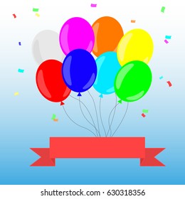 Multicolored balloons on blue background,Vector,Illustration.