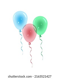 Multicolored balloons on a ribbon. vector illustration