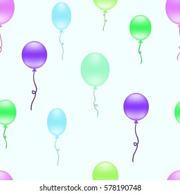 Multicolored balloons seamless background. Repeating pattern with colorful balloons floating in the air. Vector. Made using clipping mask