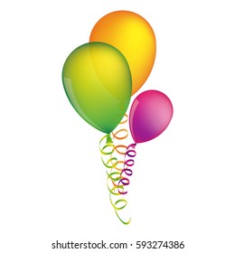 multicolored balloons with serpentine design vector illustration
