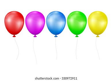 Multicolored balloons. Set on a white background. EPS-10. Mesh gradient and transparency is used.