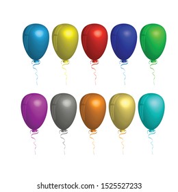 Multi-colored balloons. Set of vector illustration EPS-10. For holiday greetings.
