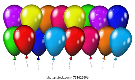 Multicolored balloons. Vector illustration.