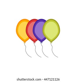 Multicolored balloons vector illustration. Party air birthday balloons happy celebrate illustration helium surprise. Colorful carnival festive balloons. Festival anniversary bunch isolated.