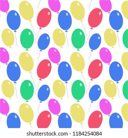 multicolored balloons, vector on white background, postcard