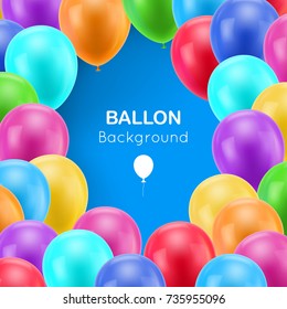 Multicolored balls frame blue background. Frame of colored balls on a blue background with an inscription for designers and illustrators. Balls backdrop as a vector illustration