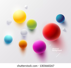 Multicolored balls on  white background. Top View 