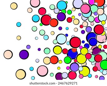  Multi-colored balls are scattered on paper.  Broken Glass Explosive Effect.