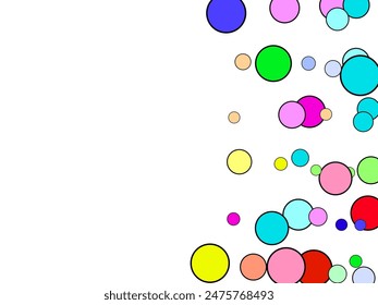  Multi-colored balls are scattered on paper. 3d vector illustration.