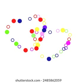  Multi-colored balls are scattered on paper. Black Vector Spot Polkadot. Small Pattern Cute Summer.