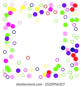  Multi-colored balls are scattered on paper. 3d vector illustration.