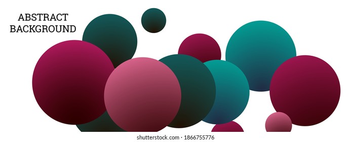 Mehrfarbige Bälle zerstreut zufällig. Hintergrunddesign, Abdeckung. Volumetrischer Hintergrund, Vektorgrafik.