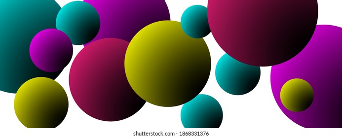 Multi-colored balls scattered randomly. background design, cover. Volumetric background, vector.