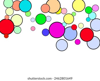 Multi-colored balls scattered randomly. background design, cover.  Background from bright multi-colored confetti. 