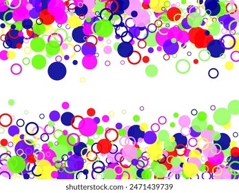 Multi-colored balls scattered randomly. background design, cover. Rainbow colored watercolor confetti top gradient.